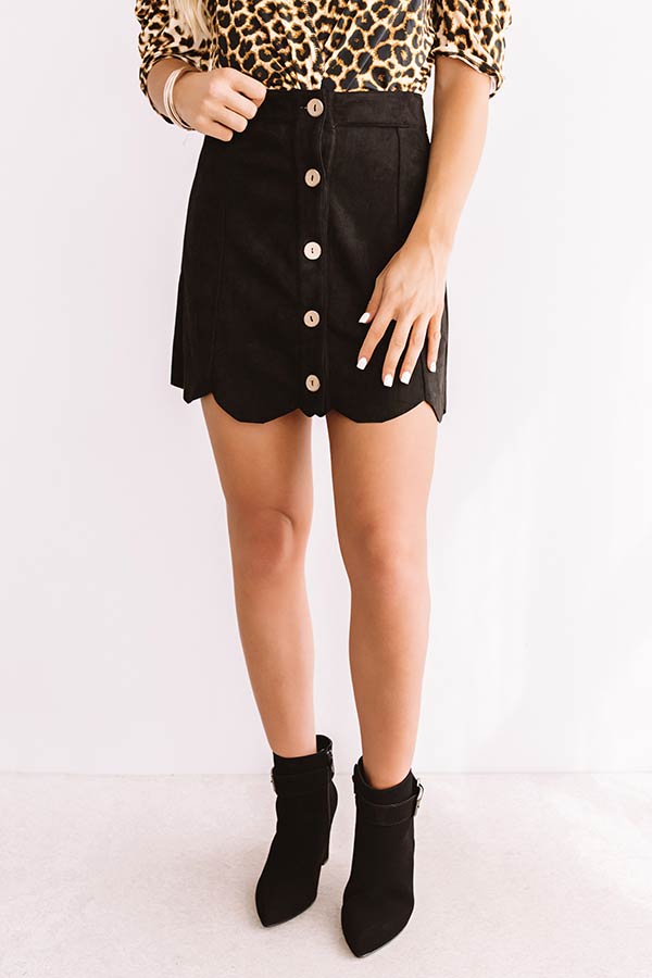 Soho Flow Faux Suede Skirt In Black