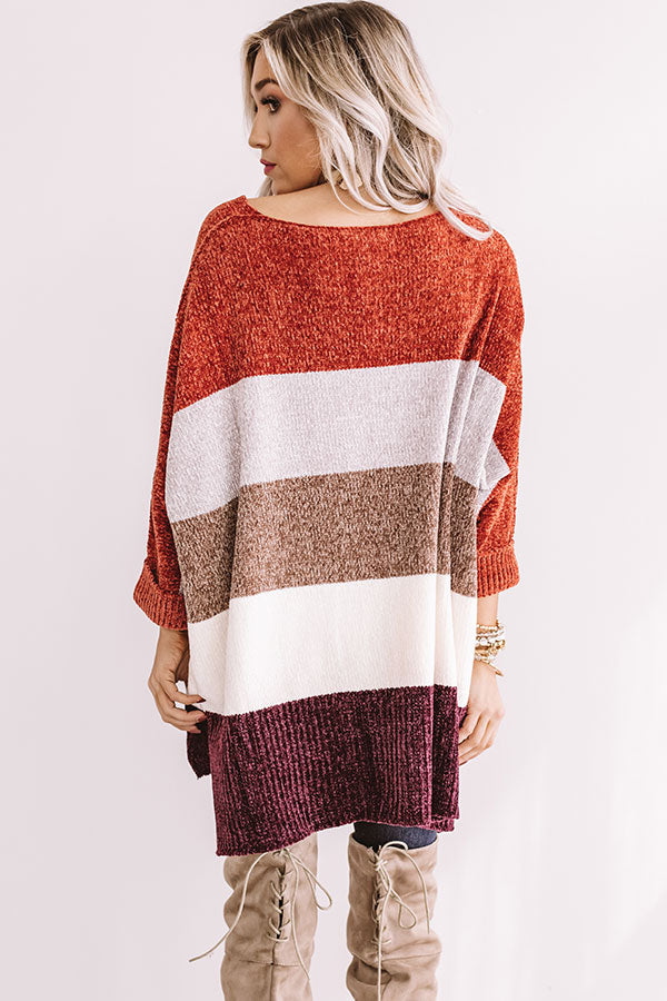 North Shore Chenille Color Block Sweater In Rust Image - 1