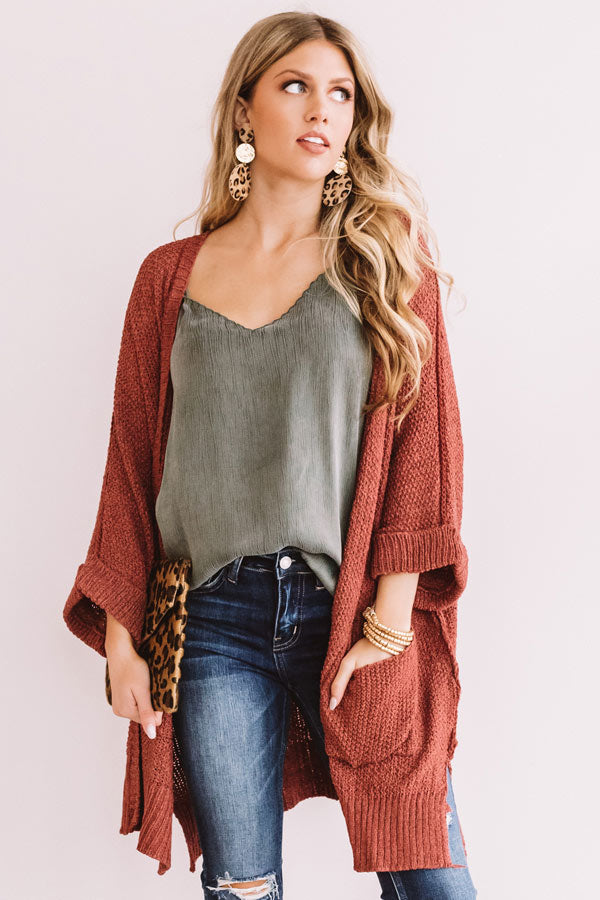 Weekend Out West Knit Cardigan In Dark Blush