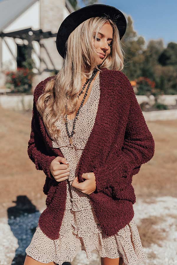 From Sunrise To Sunset Cardigan In Windsor Wine