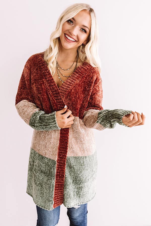 Cool And Collected Chenille Color Block Cardigan Image - 1