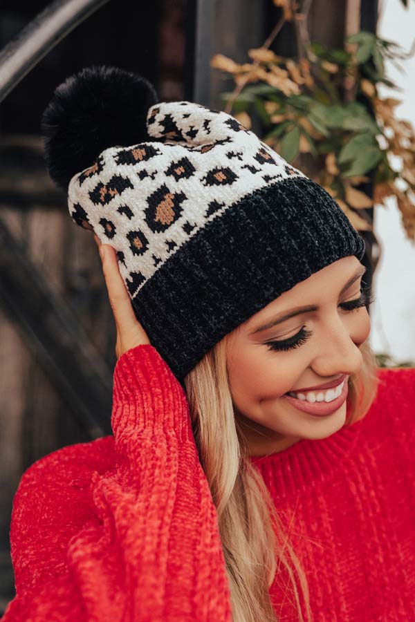 Leopard Chenille Beanie