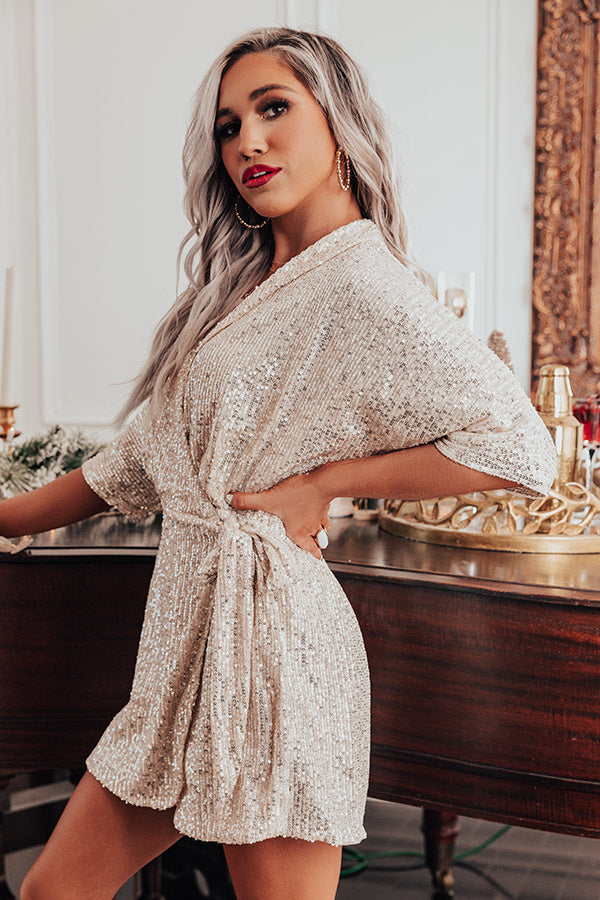 rose gold romper dress Rose Gold Romper - Sequin Fringe Romper - Chic Surplice Romper