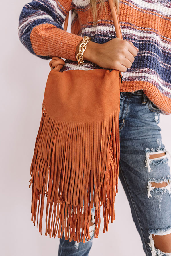 Spanish Coast Fringe Crossbody In Pumpkin