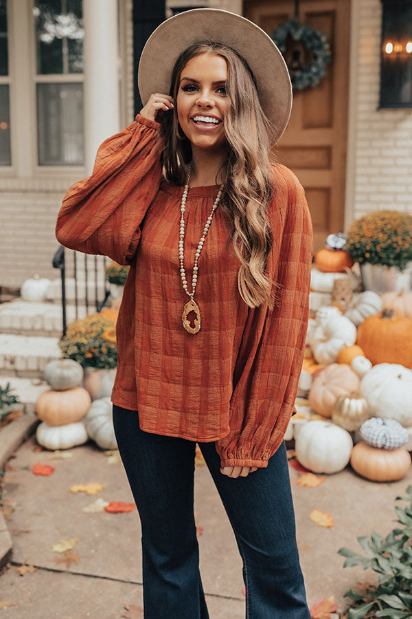 Vista Vacay Off Shoulder Top In Rust