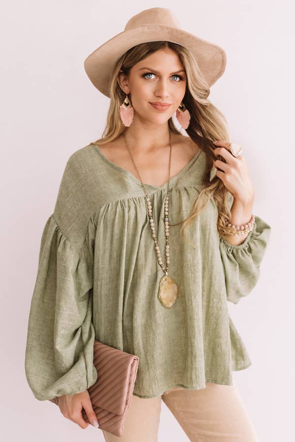 Skippin' Down Sixteenth Avenue Babydoll Top In Pear