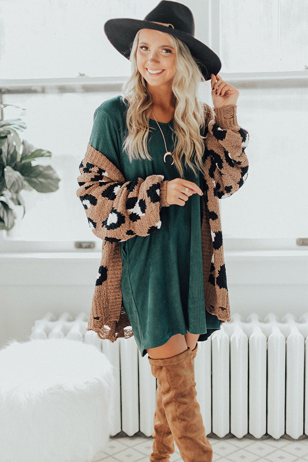 Snow In Central Park Knit Leopard Cardigan In Mocha