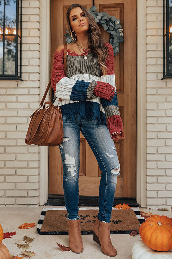 Wine About It Frayed Knit Sweater
