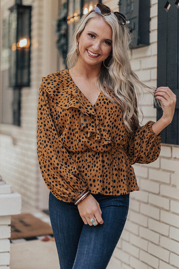 London Lady Leopard Ruffle Top