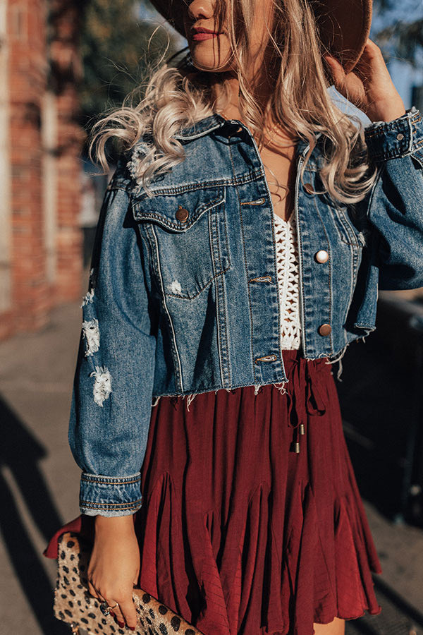 The Remy Distressed Denim Crop Jacket