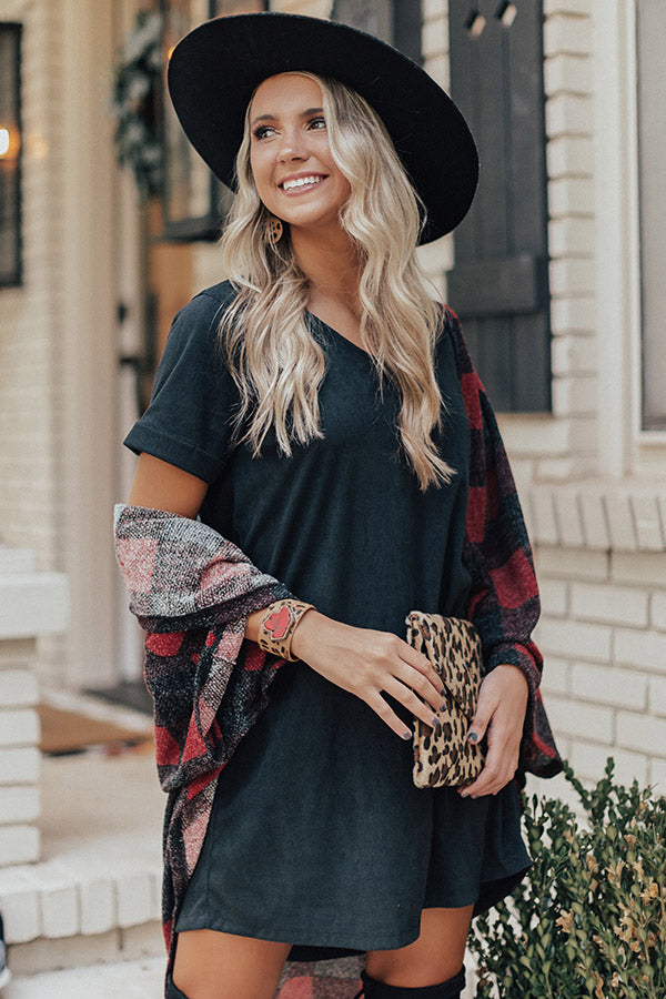 Soho Visit Corduroy Shift Dress In Black