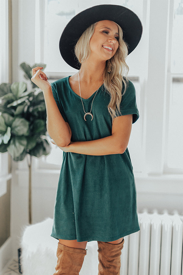 Soho Visit Corduroy Shift Dress In Hunter Green Soho Visit Corduroy Shift Dress In Hunter Green