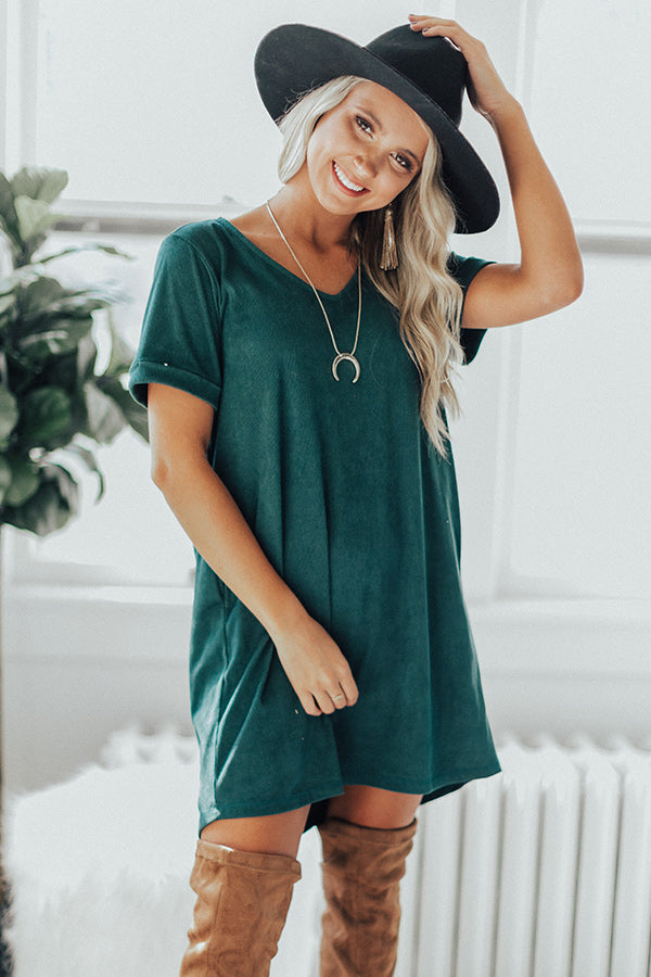Soho Visit Corduroy Shift Dress In Hunter Green