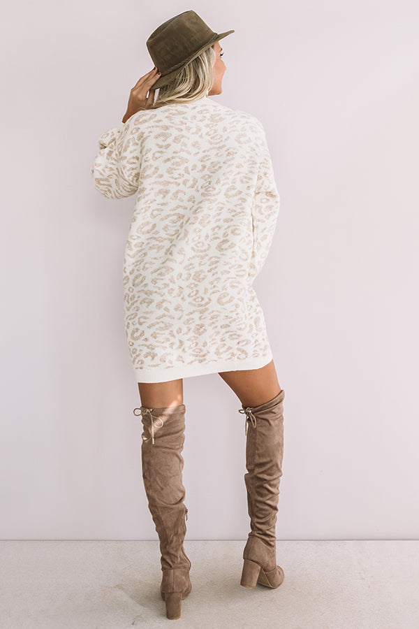 leopard sweater dress Tate S/M Slightly stretchy Material composition Pumpkin Spice Chic Leopard Sweater