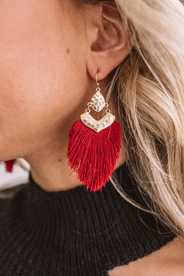 Glitzy And Pretty Earrings in Wine