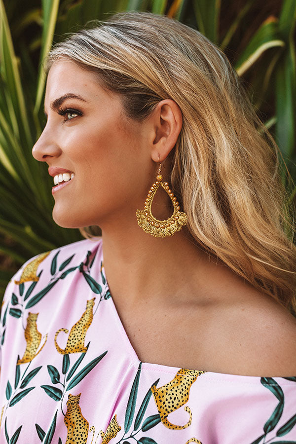Fit For A Queen Beaded Earrings in Mustard