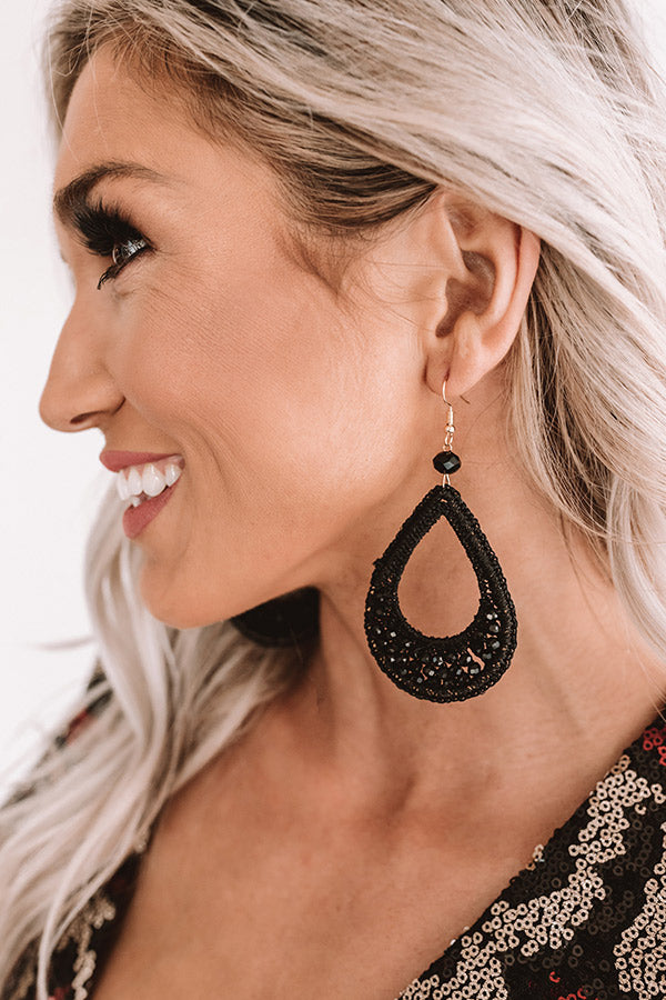 Romantic Reflections Beaded Earrings in Black