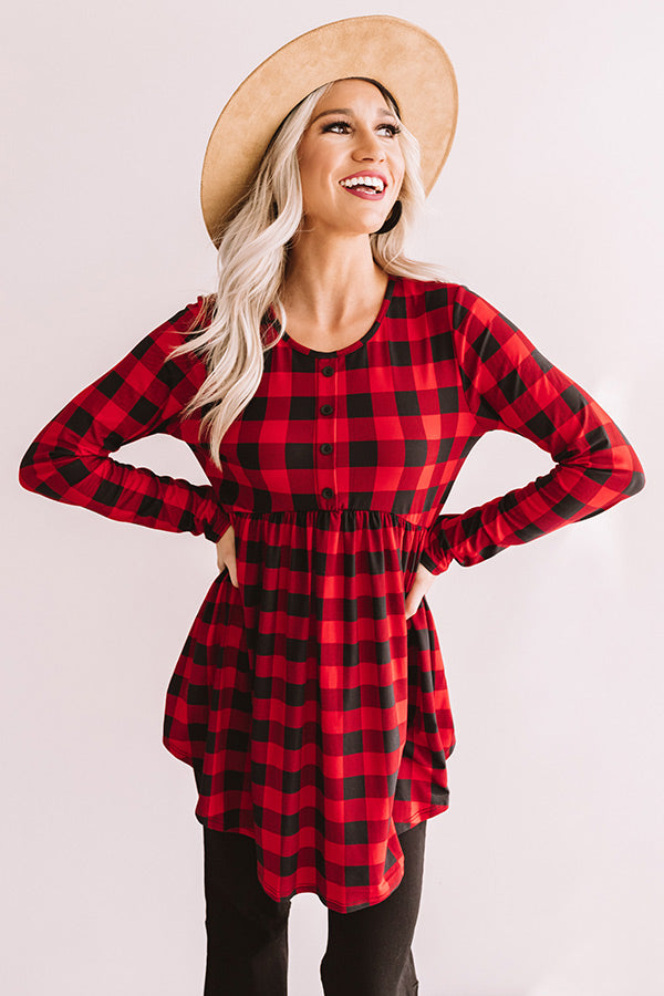 Insider Style Buffalo Check Babydoll Top