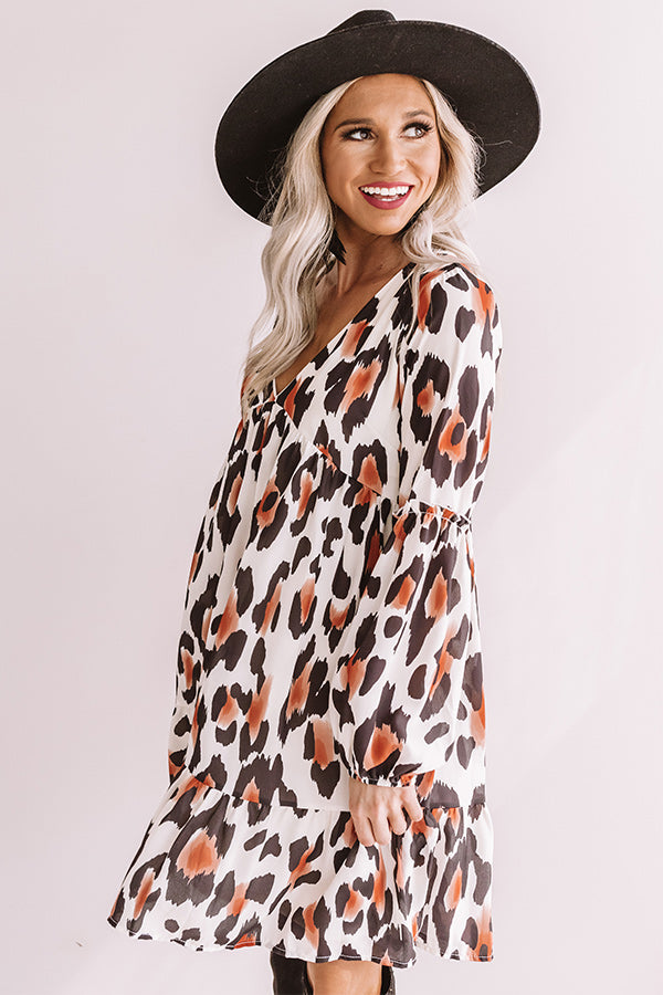 Pumpkin Spice Chic Leopard Babydoll Dress