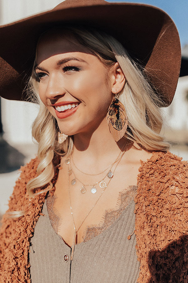 Leaf It Be Leopard Earrings In Brown