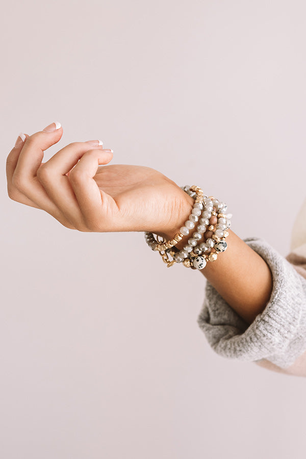 Simply Beaming Bracelet Set In Grey