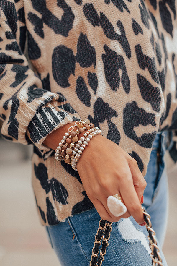 Simply Beaming Bracelet Set In Brown