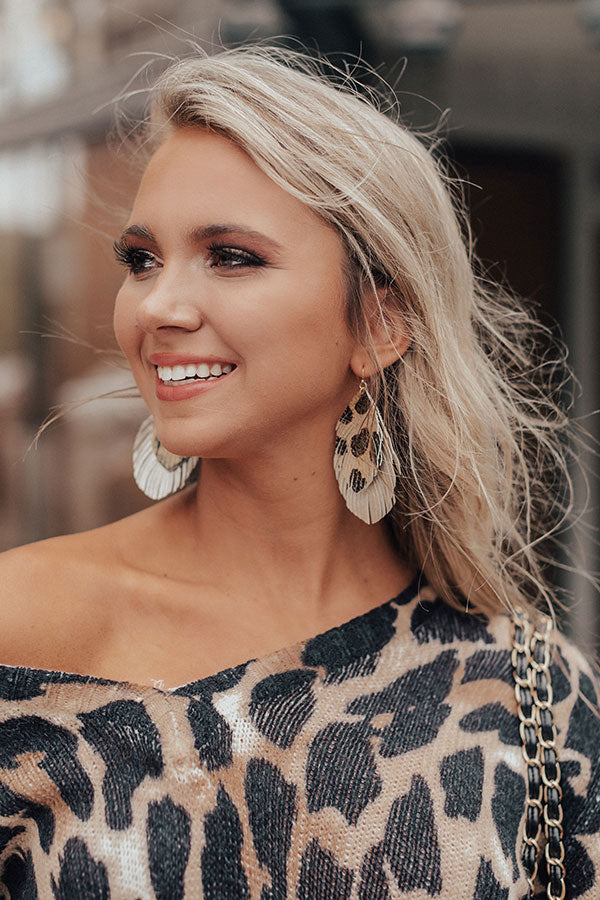 Leaf It Be Leopard Earrings In Gold