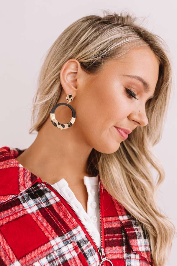 Front Row Views Leopard Earrings In Black