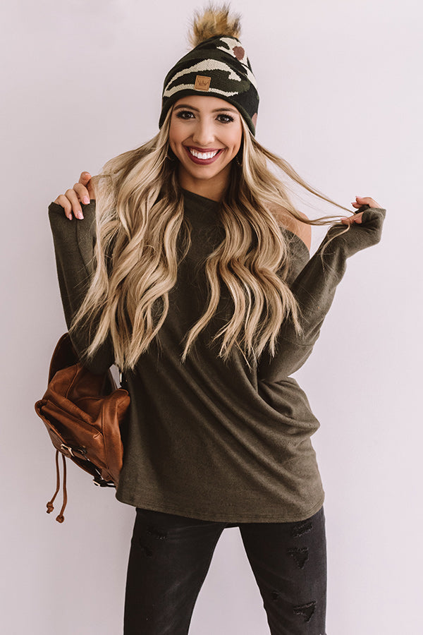 Weekend Wine Down Shift Top In Olive