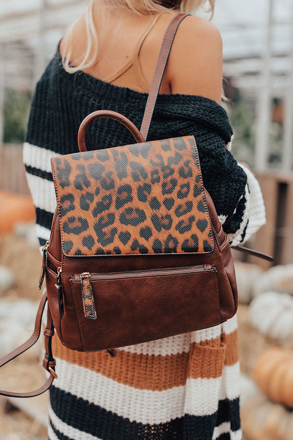 Leather leopard backpack hot sale