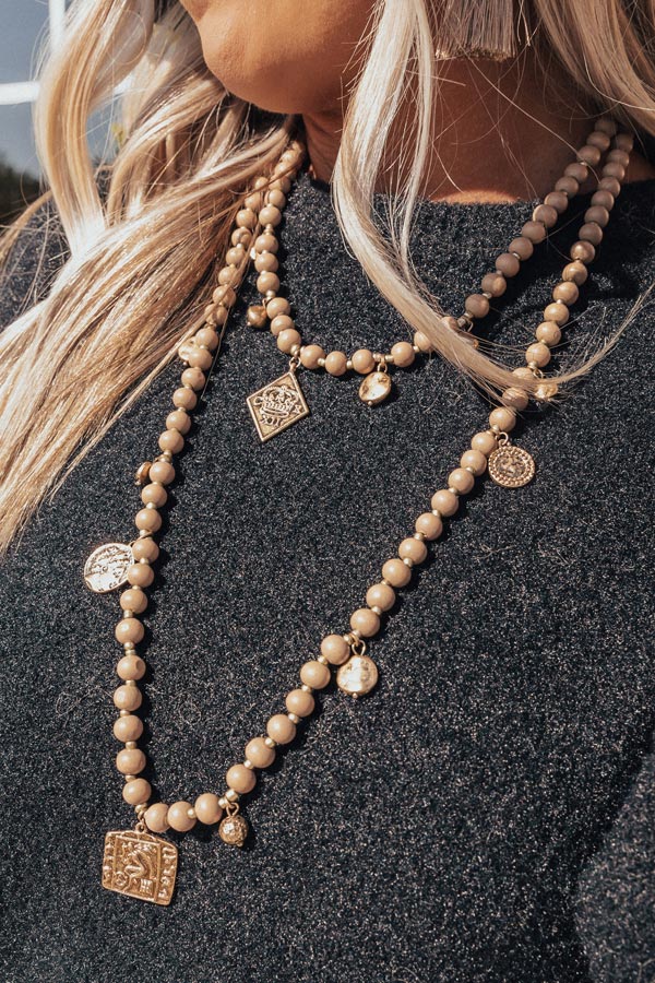 The High Society Beaded Necklace In Brown