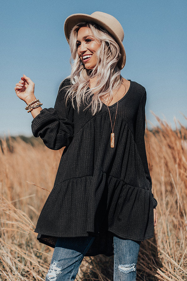 Skip To The Beat Babydoll Top in Black