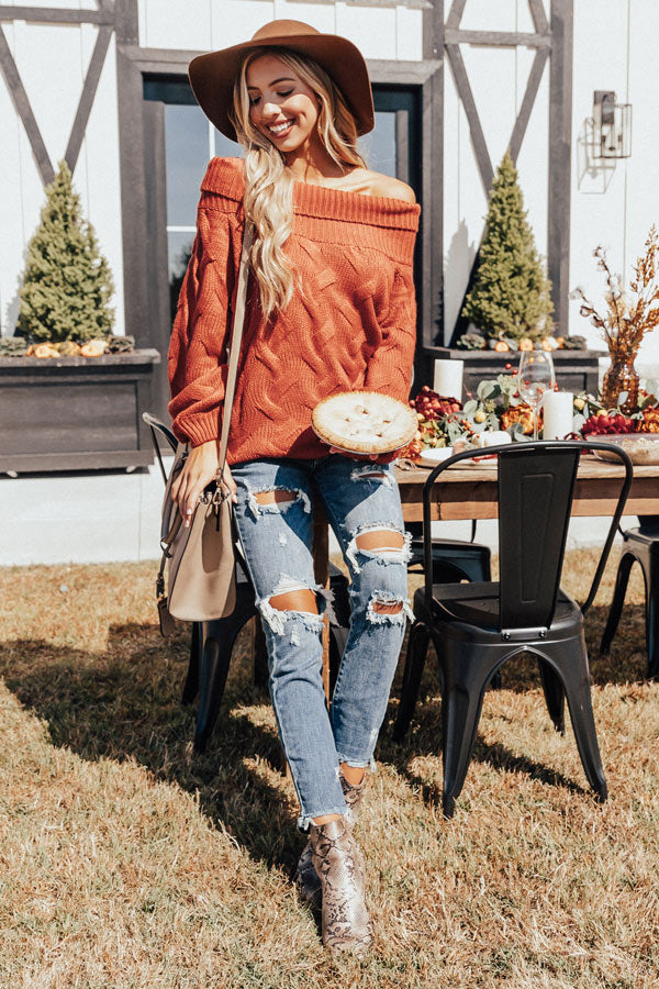 Cool Weather Crush Tunic Sweater in Rust • Impressions Online Boutique