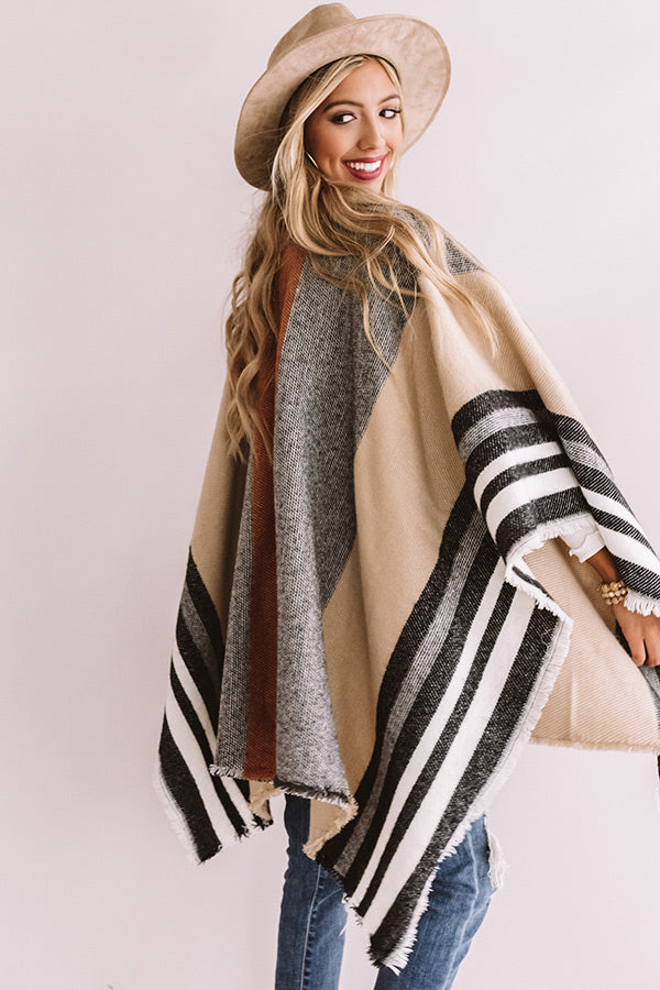 Radiating Warmth Stripe Poncho • Impressions Online Boutique