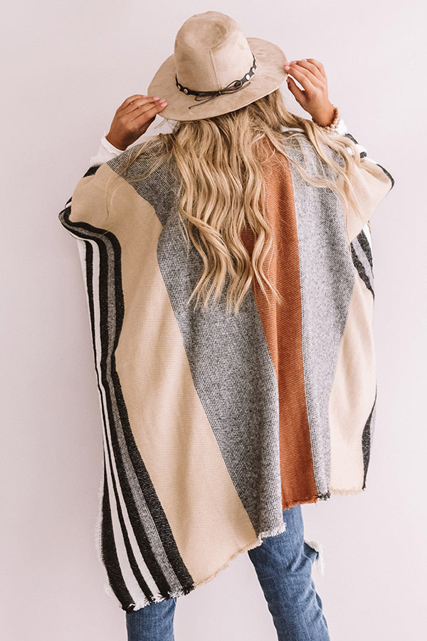 Radiating Warmth Stripe Poncho • Impressions Online Boutique