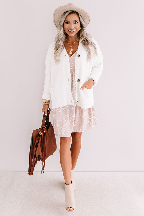 Warm Hearts Ultra Soft Cardigan In White