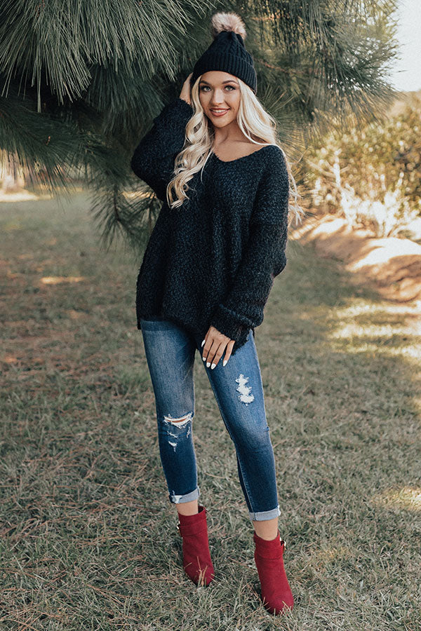 Toasty Vibes Knit Sweater in Black