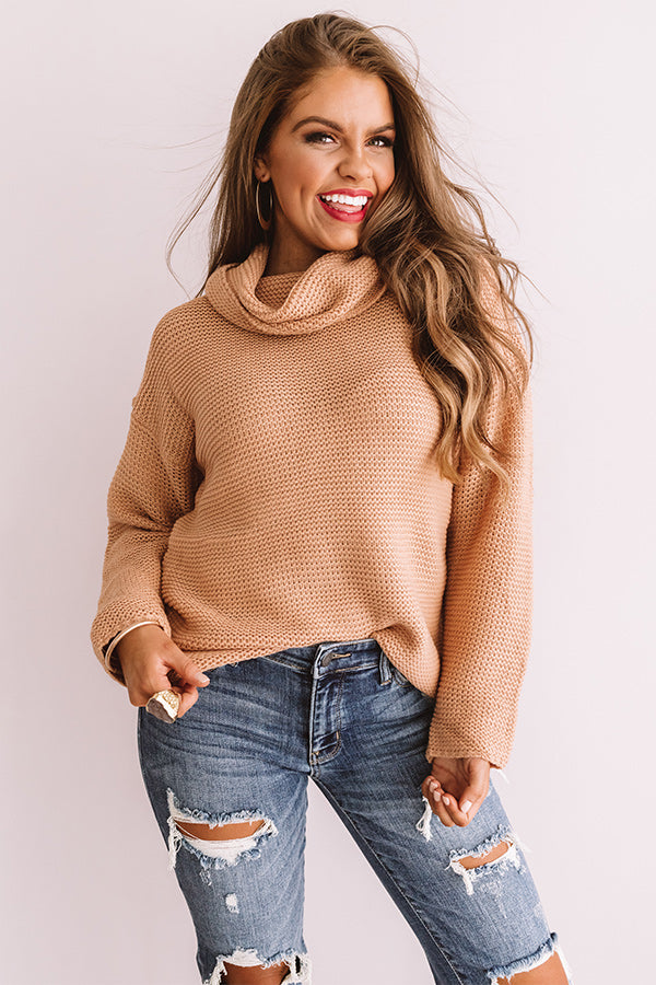 Bundle Up Bombshell Knit Sweater In Iced Latte