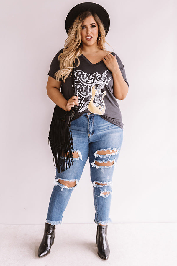 Rock N' Roll Shift Tee In Vintage Black  Curves Image - 1