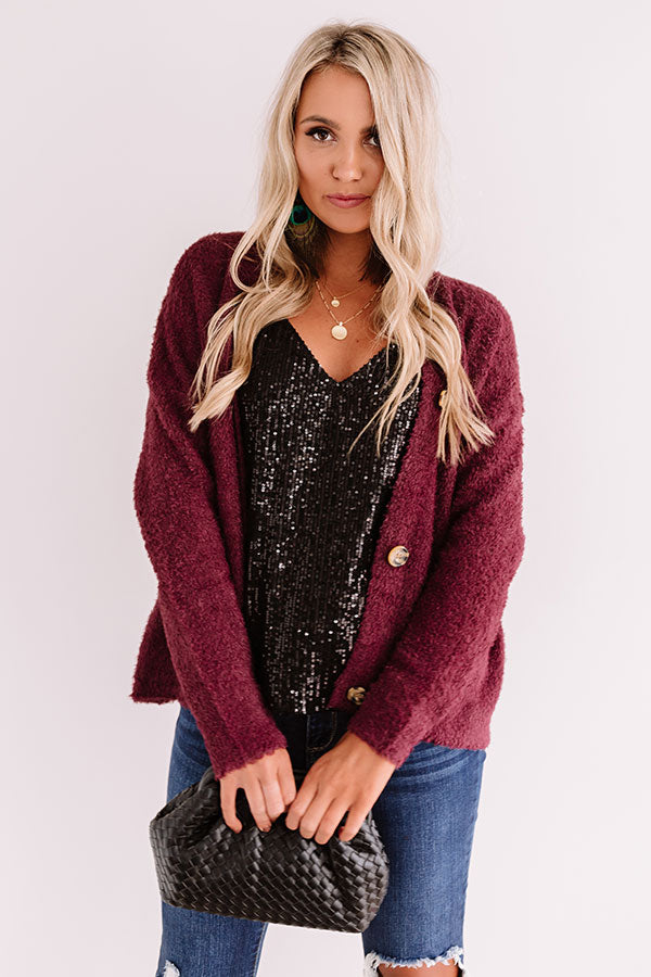 Warm Hearts Ultra Soft Cardigan In Windsor Wine