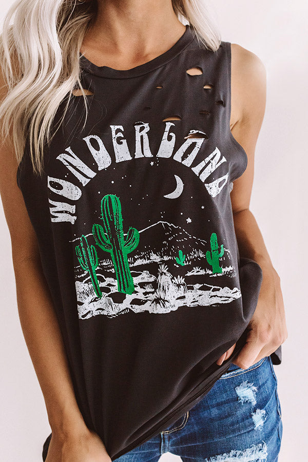 Wonderland Distressed Boyfriend Tank in Vintage Black Image - 1