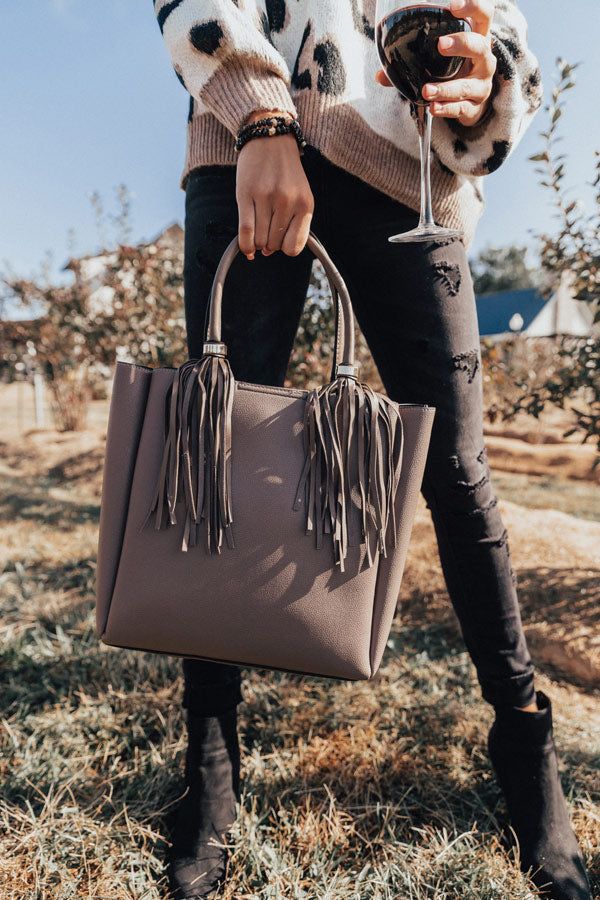 Style Profile Faux Leather Tote In Dark Taupe