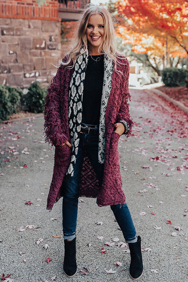 Cute On Repeat Knit Cardigan in Windsor Wine