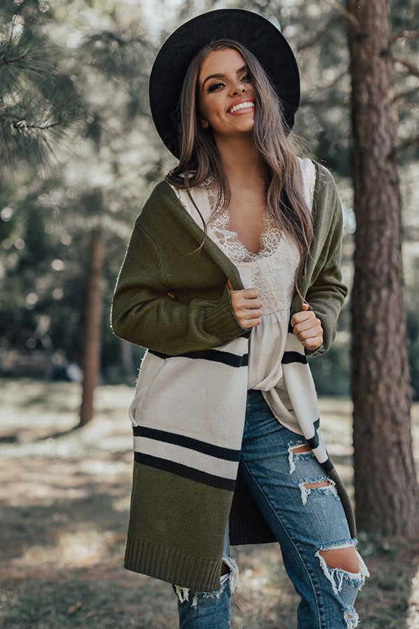 S'mores And Snuggles Cardigan In Olive