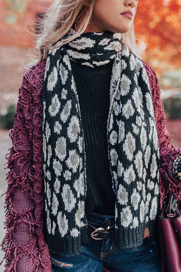 Town Square Leopard Scarf In Black