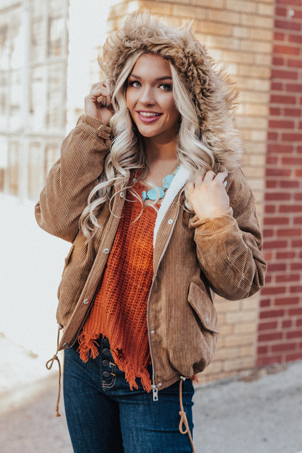 Styled For Snow Corduroy Jacket In Khaki