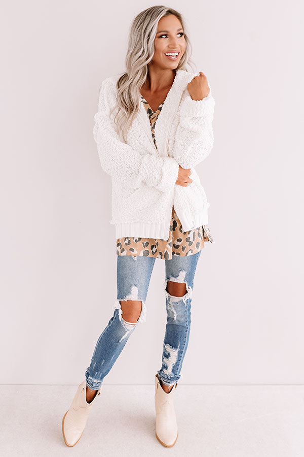 Keep On Cuddling Popcorn-Knit Jacket In White