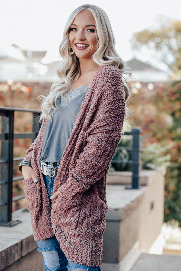 First Frost Cardigan In Rustic Rose