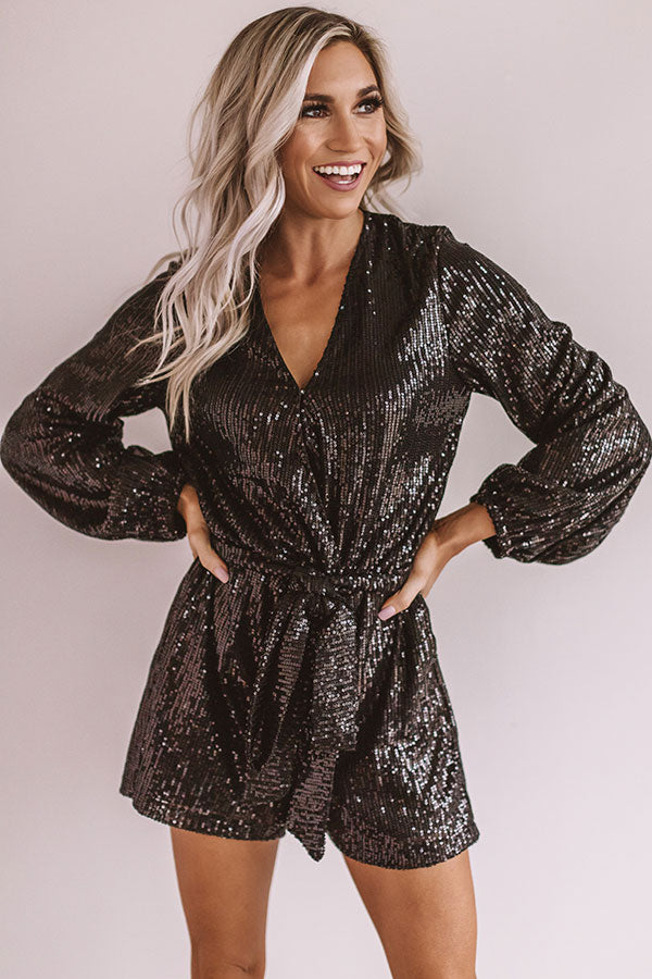 Really Obsessed Sequin Romper In Black