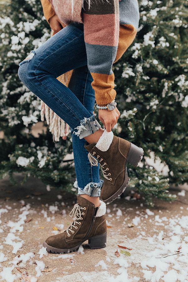 The Brooklyn Faux Suede Boot In Army Green